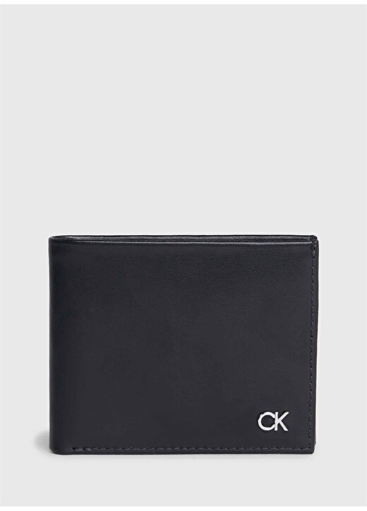 Calvin Klein Siyah Erkek 8,8X11x2 Cm Deri Cüzdan METAL CK BIFOLD 6CC W/BILL 1