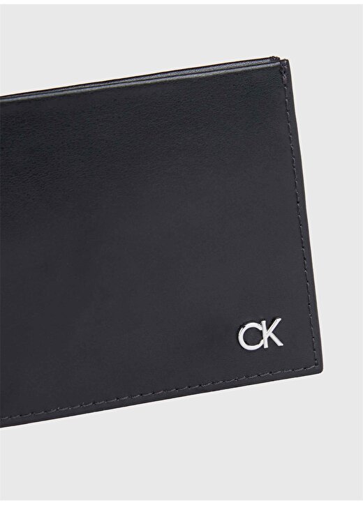 Calvin Klein Siyah Erkek 8,8X11x2 Cm Deri Cüzdan METAL CK BIFOLD 6CC W/BILL 4