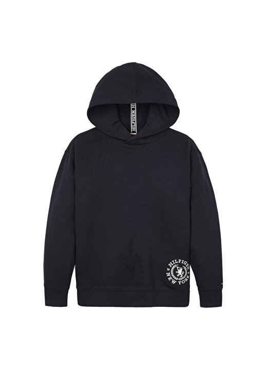 Tommy Hilfiger Düz Erkek Lacivert Sweatshırt CREST LOGO HOODIE 1