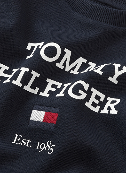 Tommy Hilfiger Baskılı Erkek Lacivert Sweatshırt TH LOGO SWEATSHIRT 2