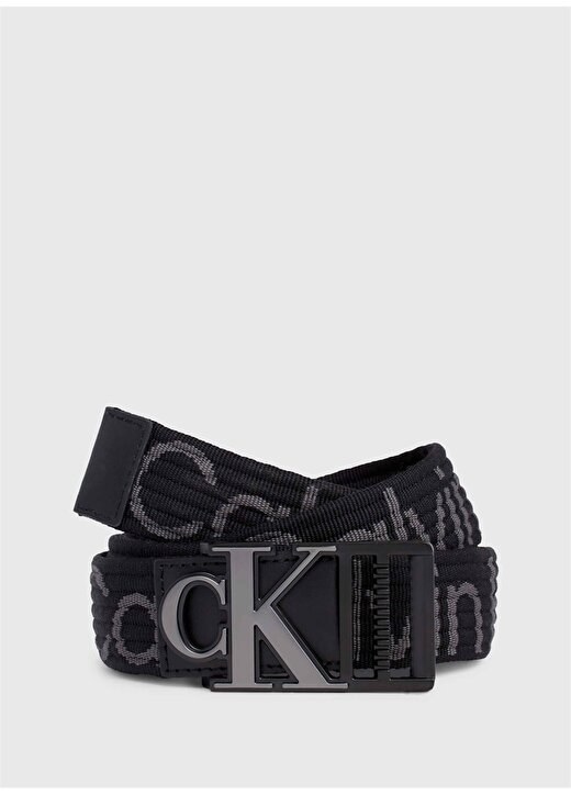 Calvin Klein Siyah - Gri Erkek Kemer MONOGRAM SLIDER WEBBING BELT35MM 1