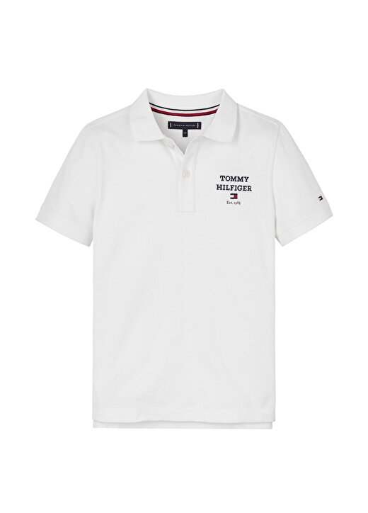 Tommy Hilfiger Düz Beyaz Erkek Polo T-Shirt TH LOGO POLO S/S 1