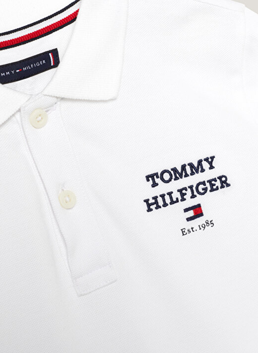 Tommy Hilfiger Düz Beyaz Erkek Polo T-Shirt TH LOGO POLO S/S 2