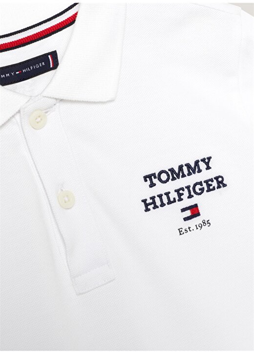 Tommy Hilfiger Düz Beyaz Erkek Polo T-Shirt TH LOGO POLO S/S 2
