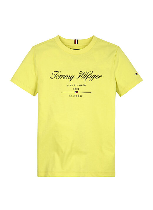 Tommy Hilfiger Baskılı Sarı Erkek T-Shirt TOMMY SCRIPT TEE S/S 1
