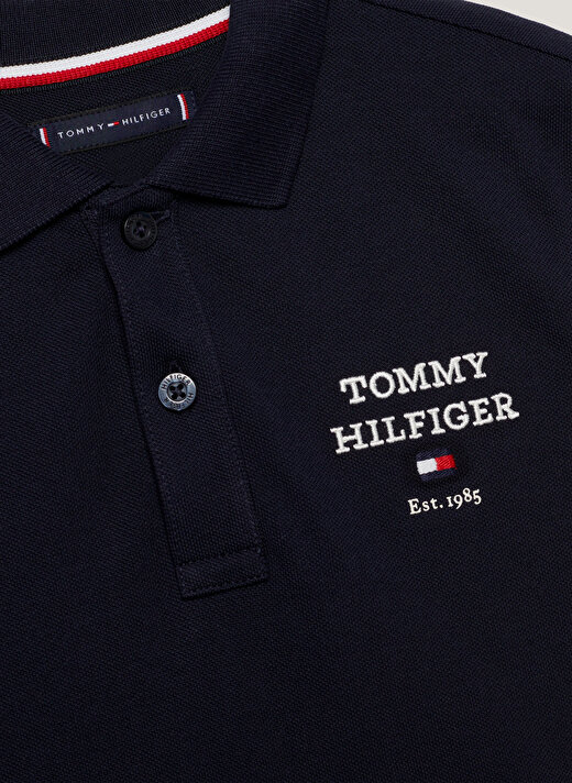 Tommy Hilfiger Düz Lacivert Erkek Polo T-Shirt TH LOGO POLO S/S 2