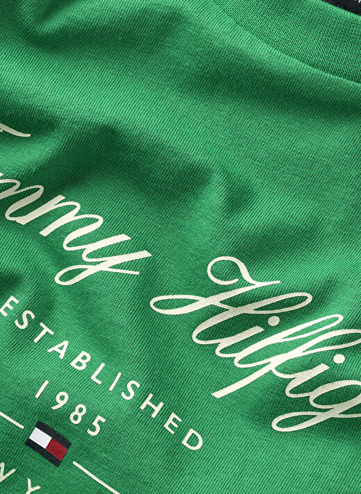 Tommy Hilfiger Baskılı Yeşil Erkek T-Shirt TOMMY SCRIPT TEE S/S 2
