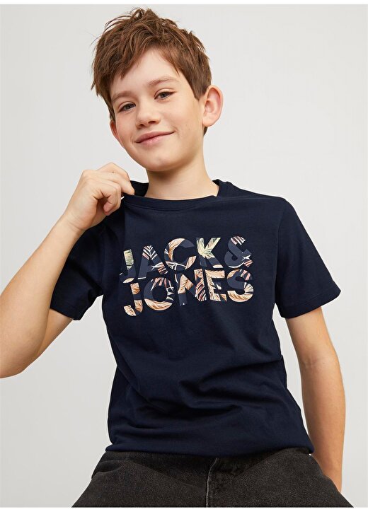 Jack & Jones Baskılı Lacivert Erkek T-Shirt JJEJEFF CORP LOGO TEE SS O-NECK SN 3