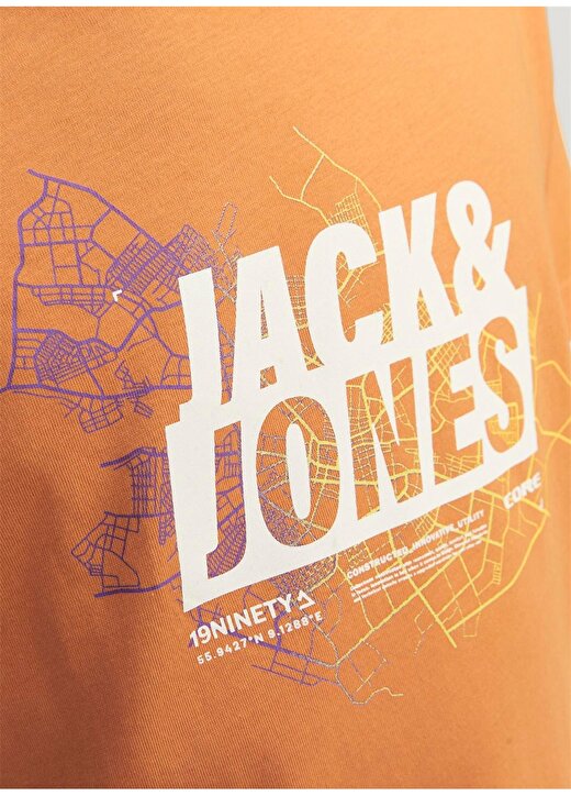 Jack & Jones Baskılı Turuncu Erkek T-Shirt JCOMAP LOGO TEE SS CREW NECK JNR 3