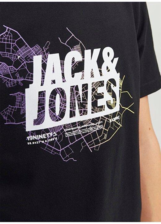 Jack & Jones Baskılı Siyah Erkek T-Shirt JCOMAP LOGO TEE SS CREW NECK JNR 2