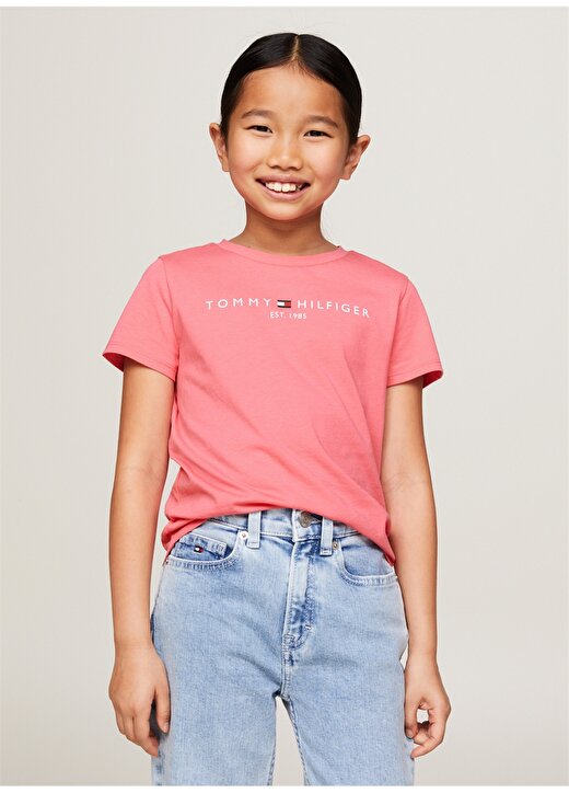 Tommy Hilfiger Baskılı Pembe Kız Çocuk T-Shirt ESSENTIAL TEE S/S GIRLS 2