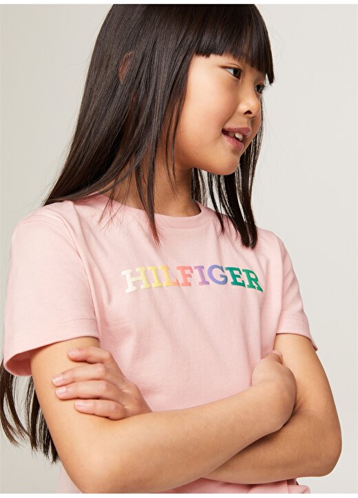 Tommy Hilfiger Baskılı Pembe Kız Çocuk T-Shirt MONOTYPE TEE S/S 3
