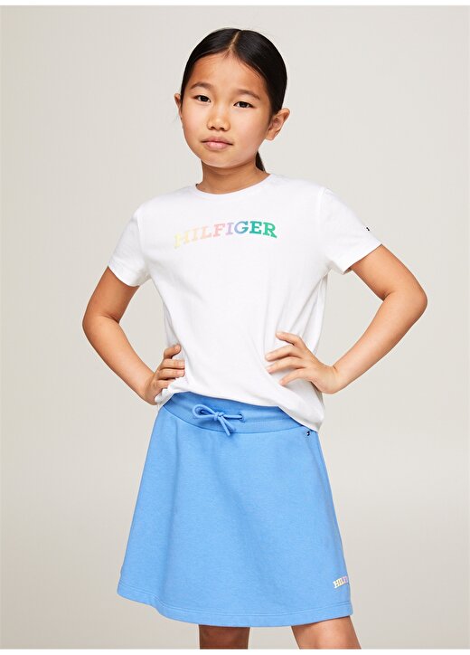 Tommy Hilfiger Baskılı Beyaz Kız Çocuk T-Shirt MONOTYPE TEE S/S 2