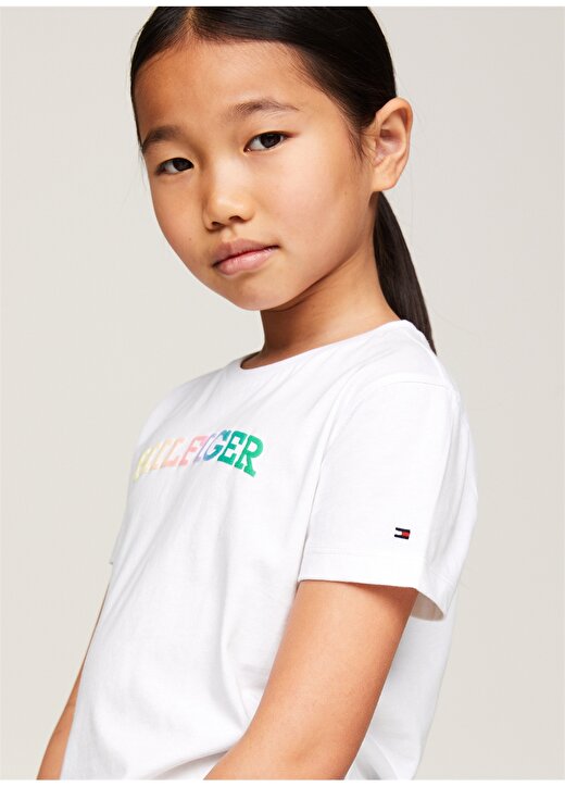 Tommy Hilfiger Baskılı Beyaz Kız Çocuk T-Shirt MONOTYPE TEE S/S 3