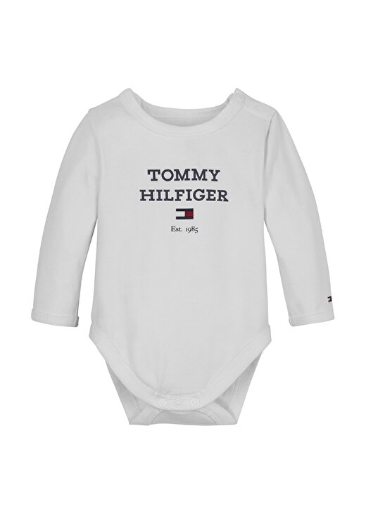 Tommy Hilfiger Beyaz Unisex Body BABY TH LOGO BODY L/S 1
