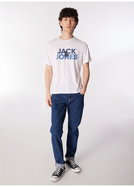 Jack & Jones Yuvarlak Yaka Beyaz Erkek T-Shirt JACULA SS TEE 2