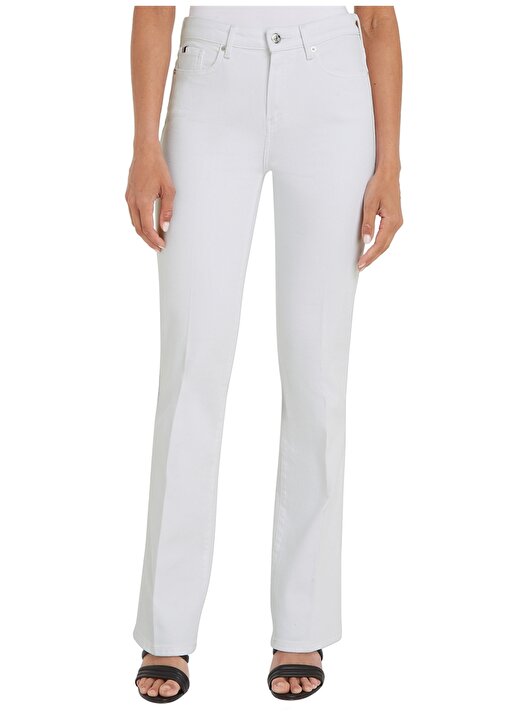 Tommy Hilfiger BOOTCUT RW WHITE Yüksek Bel Düz Paça Normal Beyaz Kadın Denim Pantolon 1