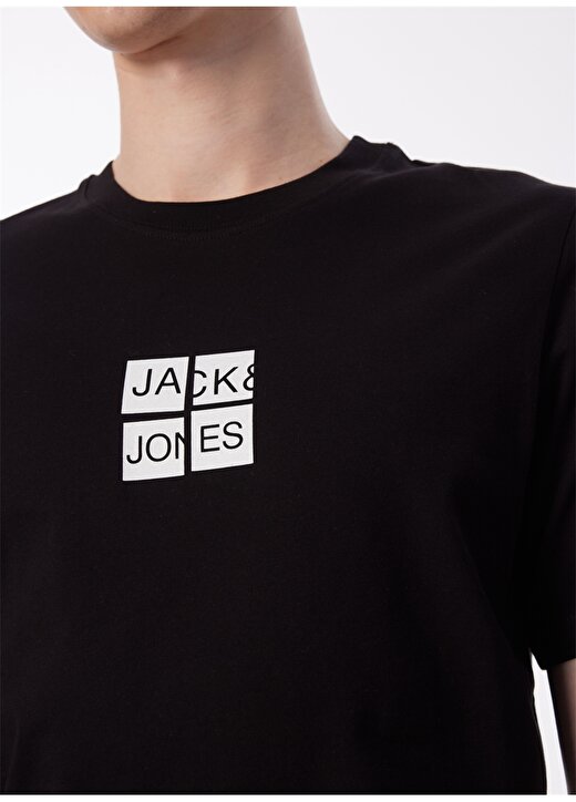 Jack & Jones Bisiklet Yaka Siyah Erkek T-Shirt JCOJAVION TEE SS CREW NECK EXC 4