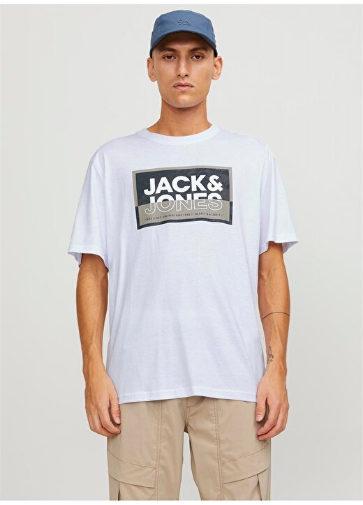 Jack & Jones Yuvarlak Yaka Beyaz Erkek T-Shirt JCOLOGAN TEE SS CREW NECK SS24 LN 1