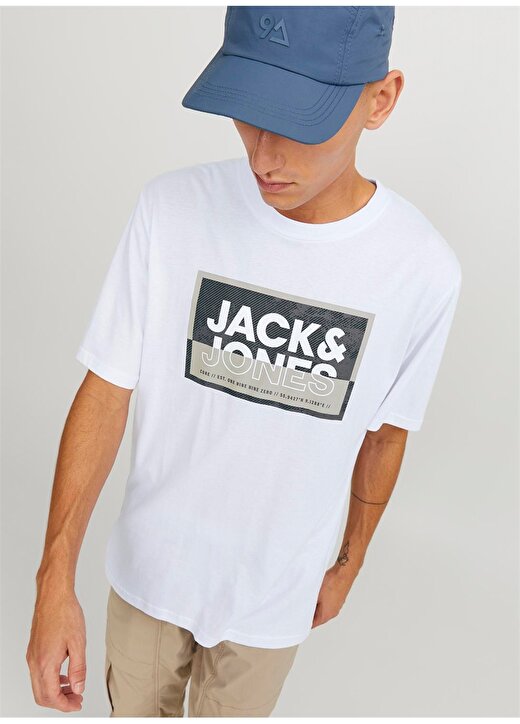 Jack & Jones Yuvarlak Yaka Beyaz Erkek T-Shirt JCOLOGAN TEE SS CREW NECK SS24 LN 3