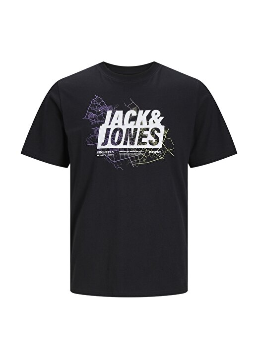 Jack & Jones Yuvarlak Yaka Siyah Erkek T-Shirt JCOMAP LOGO TEE SS CREW NECK PLS 1