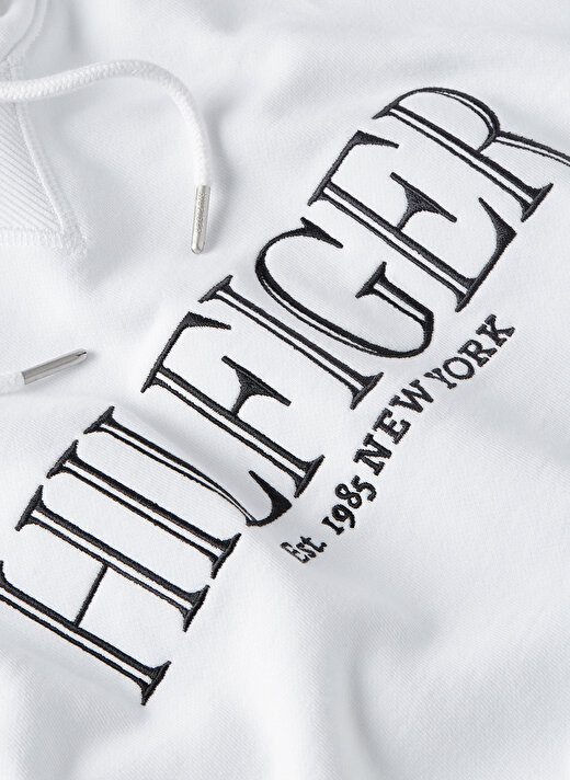 Tommy Hilfiger Kapüşon Yaka Nakışlı Beyaz Kadın Sweatshırt REG MDN HILFIGER HOODIE 2