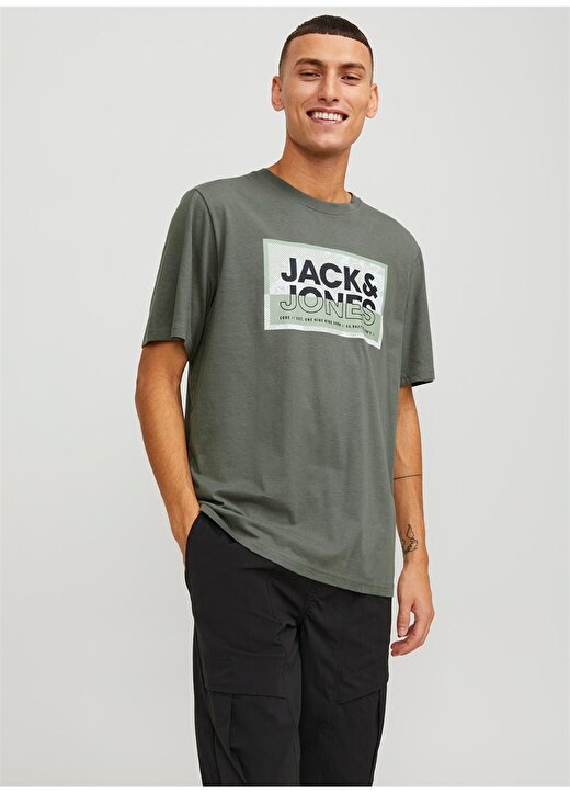 Jack & Jones Yuvarlak Yaka Haki Erkek T-Shirt JCOLOGAN TEE SS CREW NECK SS24 LN 1