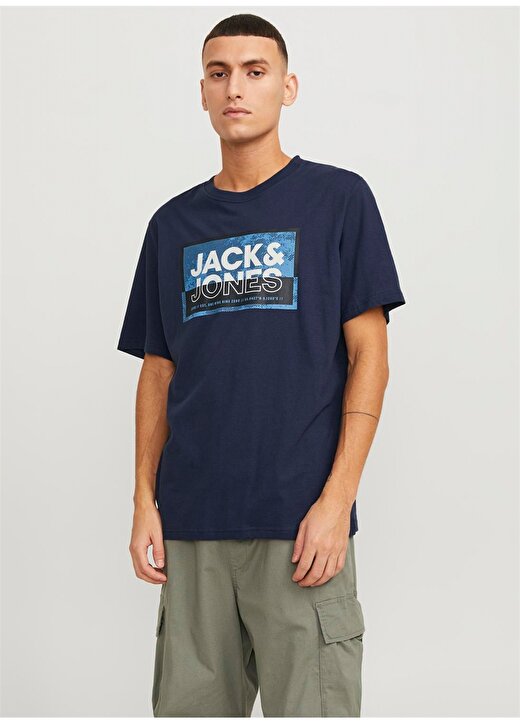Jack & Jones Yuvarlak Yaka Lacivert Erkek T-Shirt JCOLOGAN TEE SS CREW NECK SS24 LN 2