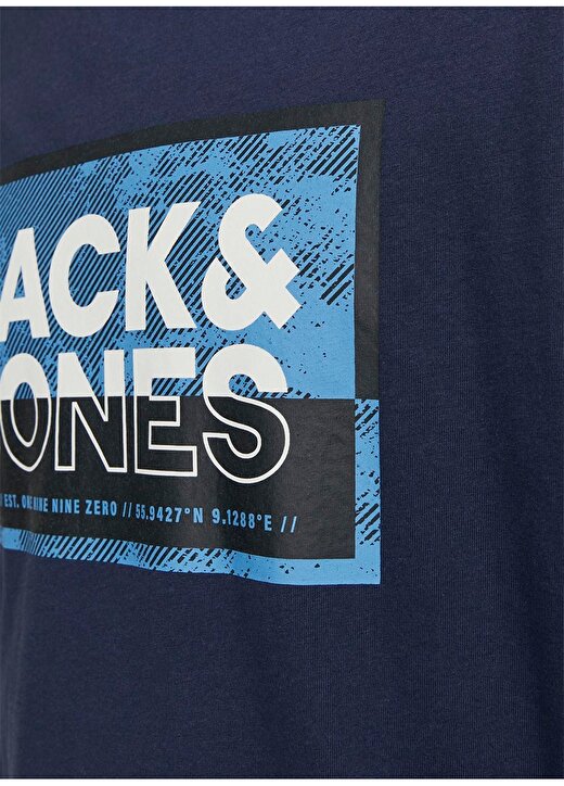 Jack & Jones Yuvarlak Yaka Lacivert Erkek T-Shirt JCOLOGAN TEE SS CREW NECK SS24 LN 4