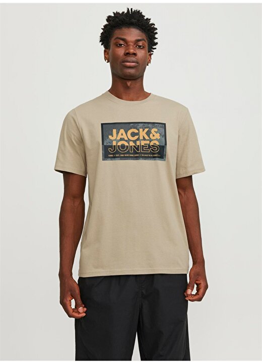 Jack & Jones Yuvarlak Yaka Krem Erkek T-Shirt JCOLOGAN TEE SS CREW NECK SS24 LN 2
