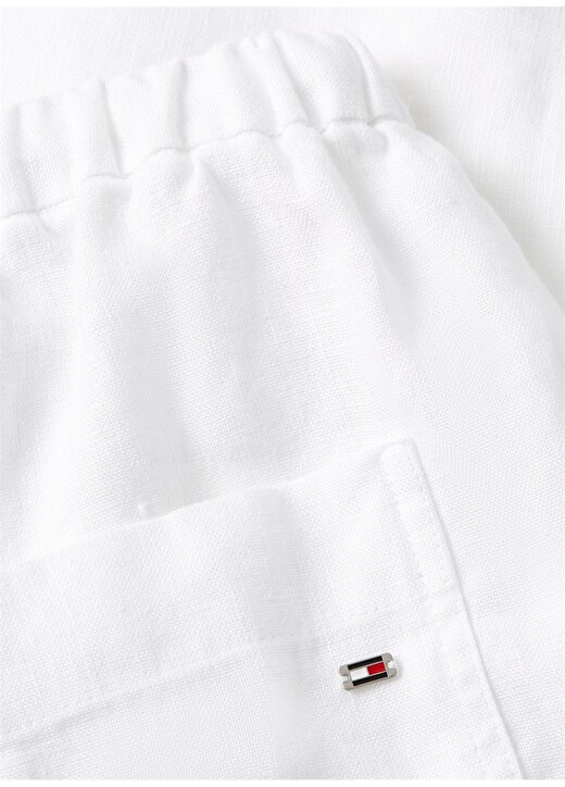 Tommy Hilfiger Beyaz Kadın Bağlamalı Havuç Keten Pantolon CASUAL LINEN TAPER PULL ON PANT 3