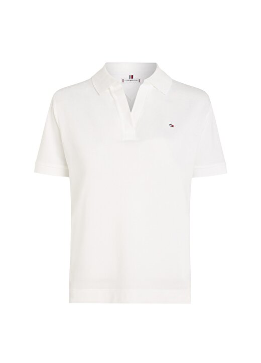 Tommy Hilfiger Beyaz Kadın Polo T-Shirt RLX OPEN PLACKET LYOCELL POLO SS 1