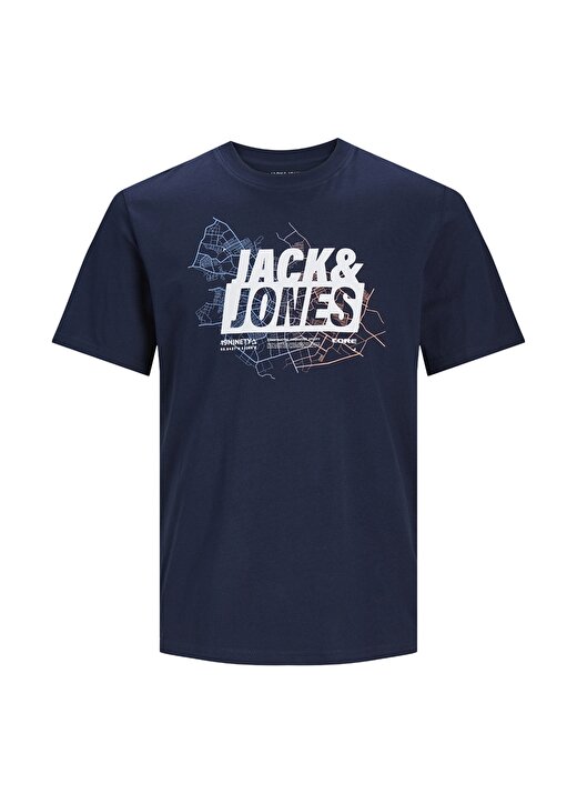 Jack & Jones Yuvarlak Yaka Lacivert Erkek T-Shirt JCOMAP LOGO TEE SS CREW NECK PLS 1