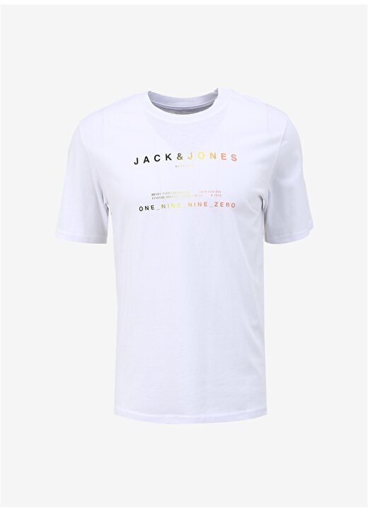 Jack & Jones Yuvarlak Yaka Beyaz Erkek T-Shirt JCORIOT TEE SS CREW NECK FST 1