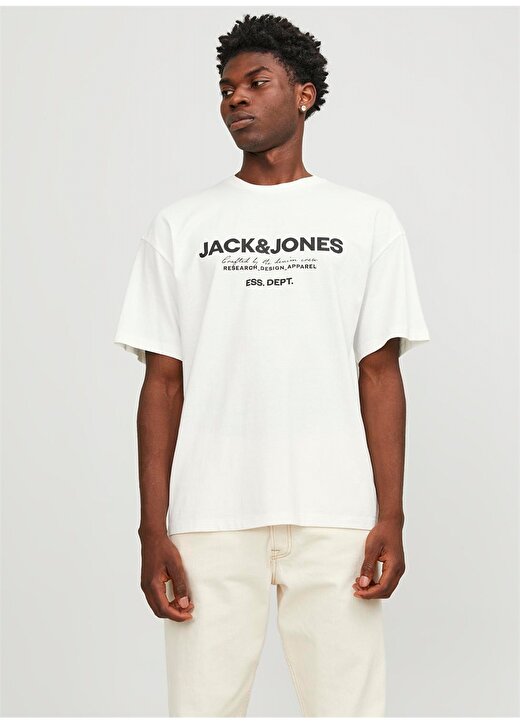 Jack & Jones Bisiklet Yaka Kırık Beyaz Erkek T-Shirt JJGALE TEE SS O-NECK LN 2