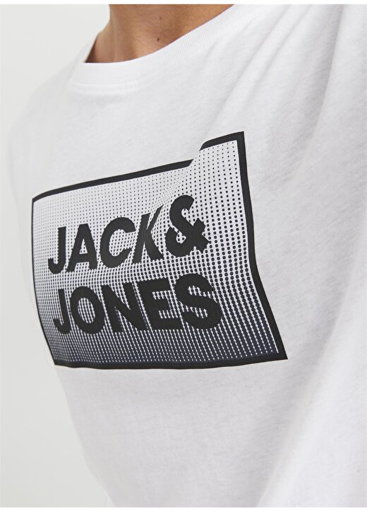 Jack & Jones Yuvarlak Yaka Beyaz Erkek T-Shirt JJSTEEL TEE SS CREW NECK 3