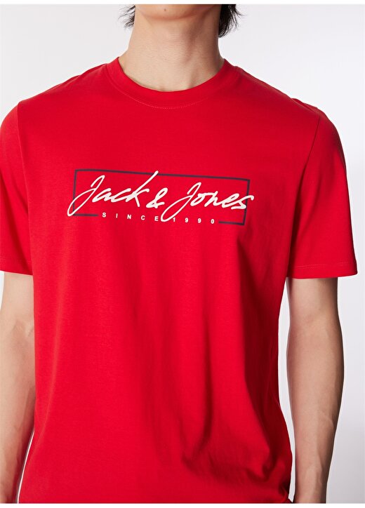 Jack & Jones Bisiklet Yaka Kırmızı Erkek T-Shirt JJZURI TEE SS CREW NECK LN 4