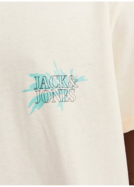 Jack & Jones Bisiklet Yaka Krem Erkek T-Shirt JORLAFAYETTE FLOWER TEE SS CREW NEC 3