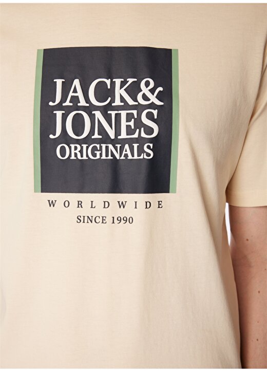 Jack & Jones Bisiklet Yaka Krem Erkek T-Shirt JORLAFAYETTE BOX TEE SS CREW NECK 4