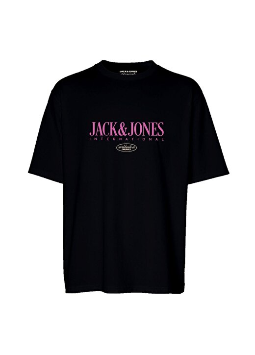 Jack & Jones Bisiklet Yaka Siyah Erkek T-Shirt JORLUCCA TEE SS CREW NECK 1 FST PLS 1