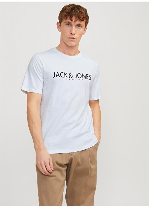 Jack & Jones Yuvarlak Yaka Beyaz Erkek T-Shirt JPRBLAJACK SS TEE CREW NECK FST LN 2