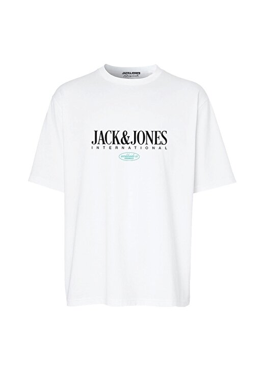 Jack & Jones Bisiklet Yaka Beyaz Erkek T-Shirt JORLUCCA TEE SS CREW NECK 1 FST PLS 1