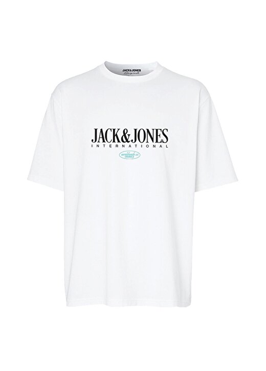 Jack & Jones Bisiklet Yaka Beyaz Erkek T-Shirt JORLUCCA TEE SS CREW NECK 1 FST PLS 2