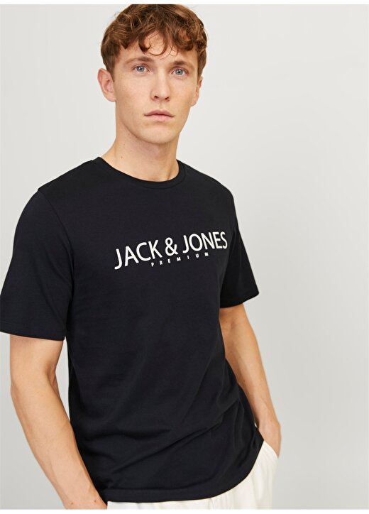 Jack & Jones Yuvarlak Yaka Siyah Erkek T-Shirt JPRBLAJACK SS TEE CREW NECK FST LN 3