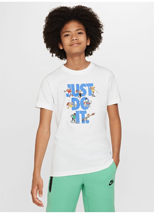 Nike Baskılı Beyaz Erkek T-Shirt FN9667-100-K NSW TEE JDI MULTI SPRT 2
