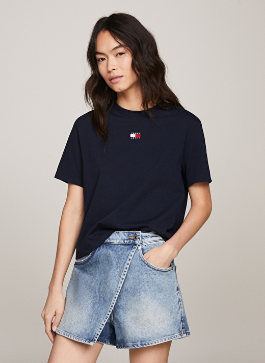 Tommy Jeans Bisiklet Yaka Düz Mavi Kadın T-Shirt TJW BXY BADGE TEE EXT 2