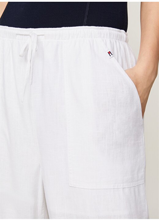 Tommy Jeans Beyaz Kadın Lastikli Keten Pantolon TJW HARPER LINEN PANT 3