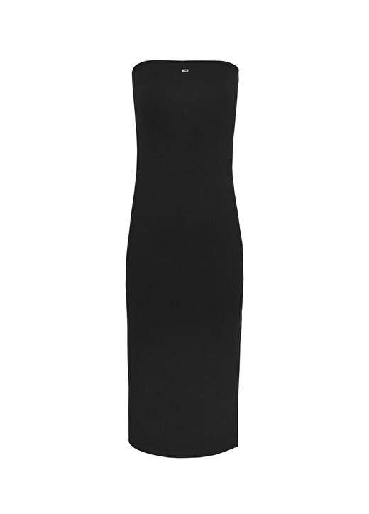Tommy Jeans Straplez Yaka Düz Siyah Uzun Kadın Elbise TJW MIDI BODYCON TUBE DRESS 1