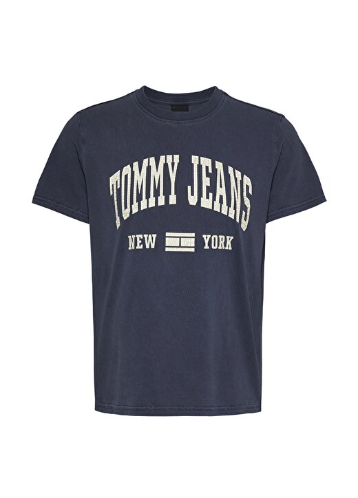 Tommy Jeans Bisiklet Yaka Düz Mavi Kadın T-Shirt TJW REG WASHED VARSITY TEE EXT 1