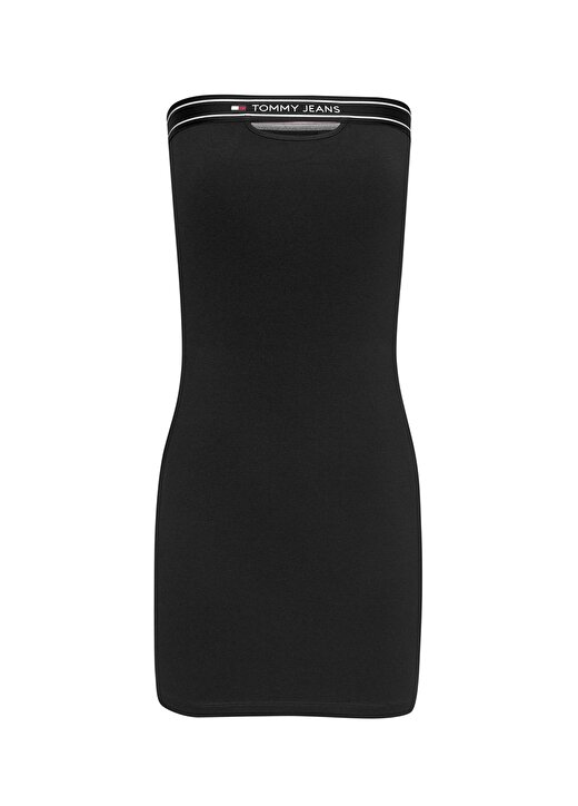 Tommy Jeans Straplez Yaka Düz Siyah Kısa Kadın Elbise TJW TAPING CUT OUT BANDEAU DRESS 1
